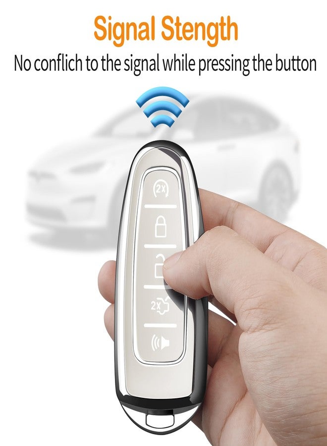 Sindeda for Ford Key Fob Cover with Keychain Soft Full Protection Key Shell Key Case Compatible with Ford C-Max Edge Escape Expedition Explorer Flex Focus Taurus Lincoln MKS MKT MKX Navigator (White) - Image 5